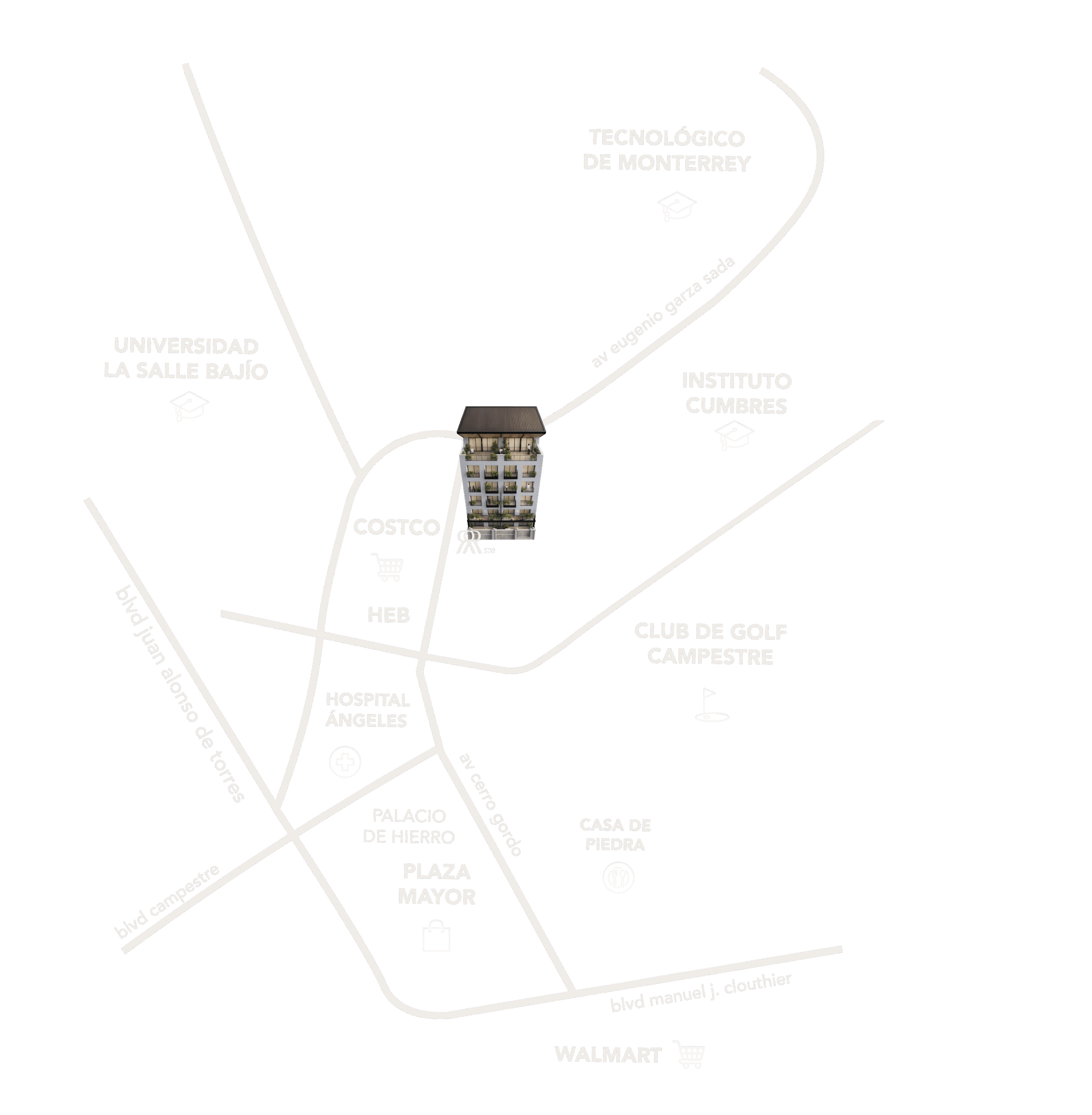 Mapa de ubicación estratégica de Rodan 520 en Lomas del Campestre, León